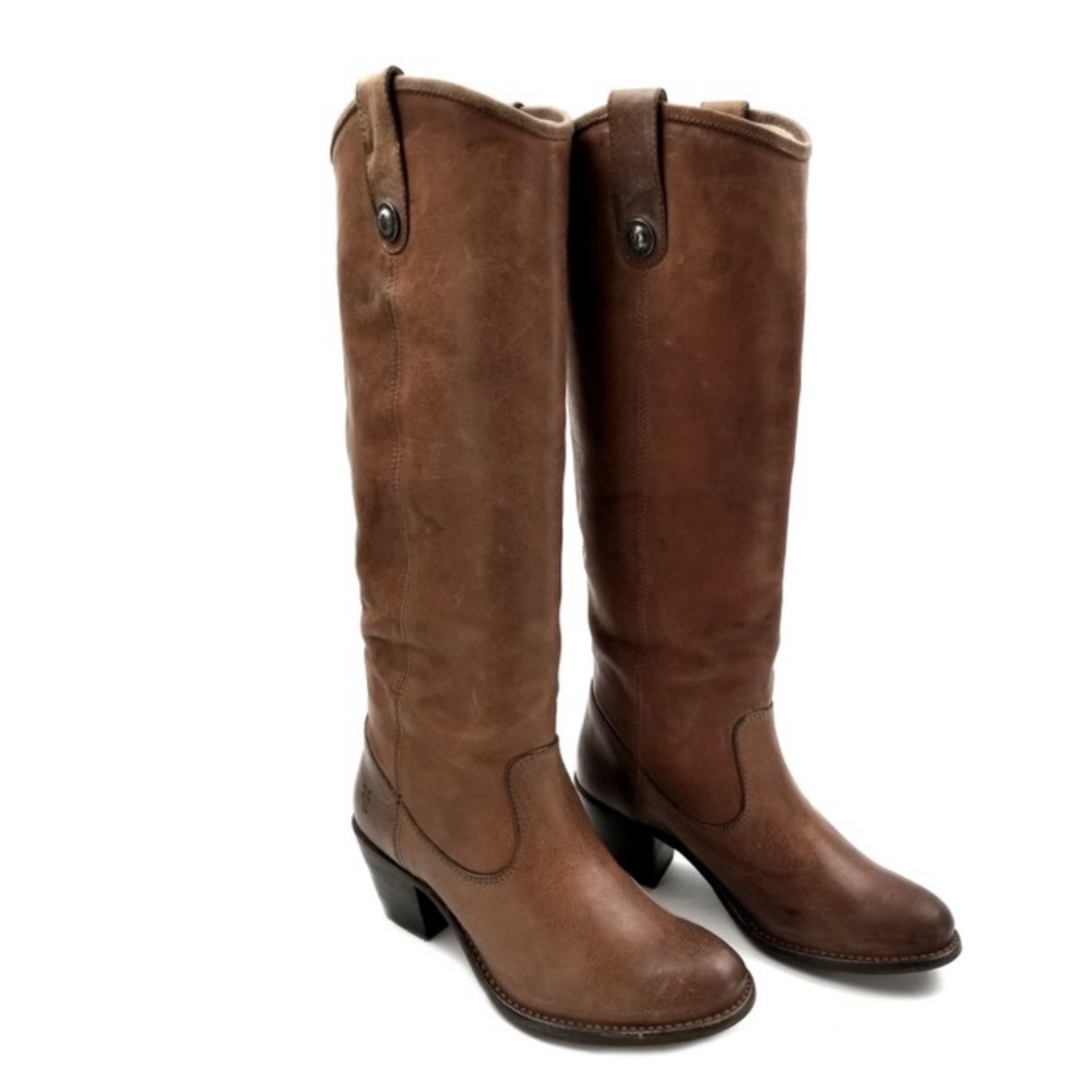 Frye Cognac Pressed Nubuck Jackie Button